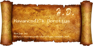 Havancsák Dorottya névjegykártya